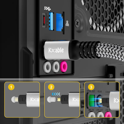 Optical Audio Cable 50 FT, Digital Audio Cable, Toslink Fiber Optic Cord, [Nylon Braided, Slim Aluminum Shell, Gold Plated Connector], for Home Theater, Sound Bar, PS4, Xbox, TV and More