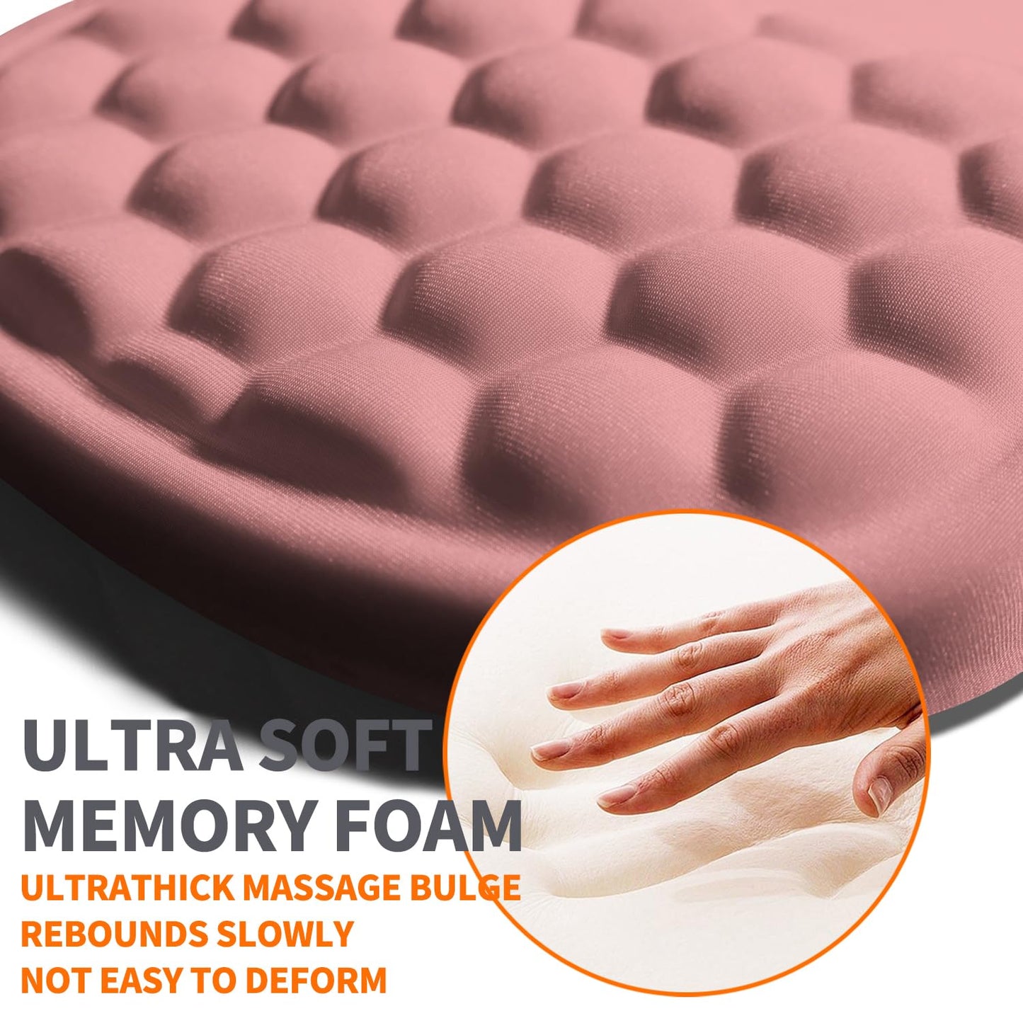 Armanza Ergonomic Joint Wrist Support Mouse Pad with Memory Foam Cushion Massage Bump, Carpal Tunnel Pain Relief Mousepad Slope Design for Wrist Rest, 11.8x7.9 in, Pink