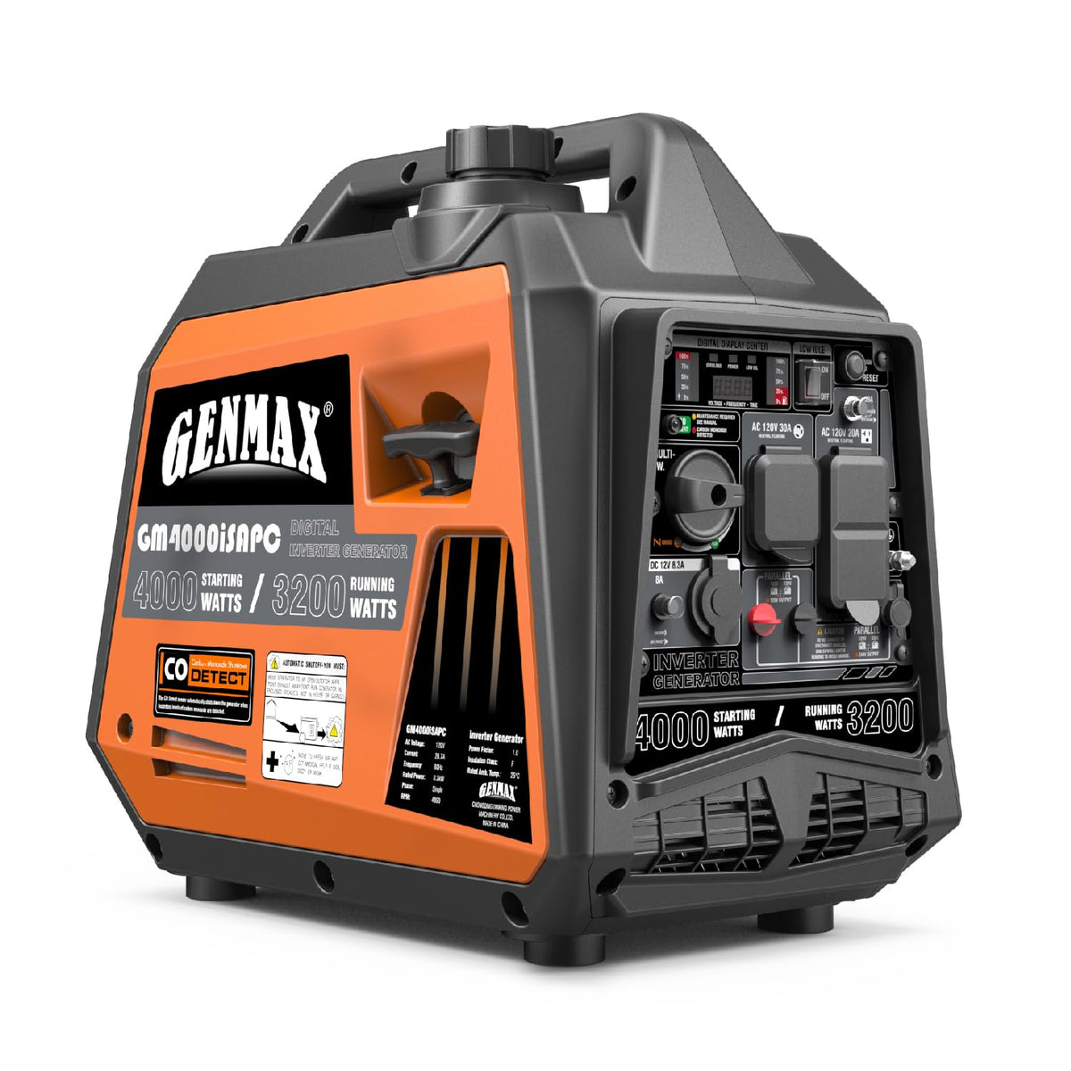 GENMAX Portable Generator, 2000W Low-Noise Gas Engine, EPA Compliant, Eco Mode Function, Ultra Light, Suitable for Backup Home and Camping(GM2000i)