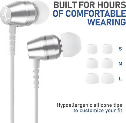 LUDOS OMNITONE USB C Headphones for iPhone 16 15 Pro Max Plus iPad Pro, 5 Years Warranty, USB-C Earbuds for Samsung Galaxy S24 S23 Ultra S22 S21 FE S20 A55 A54 A53, USB Type C Earphones - White