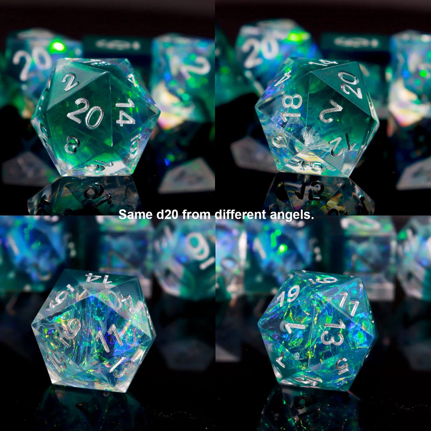 Haxtec Sharp Edge DND Dice Set, Iridecent Resin Polyhedral RPG Dice