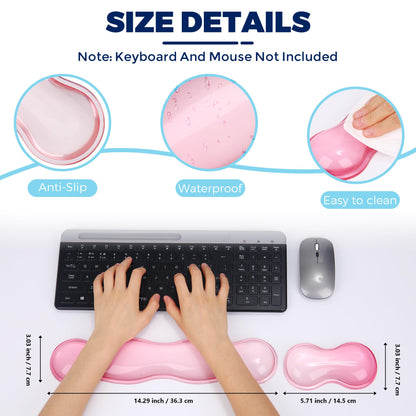ABRONDA Gel Wrist Rest for Keyboard and Mouse, Wrist Rest for Keyboard, Mouse Wrist Support, Pain Relief, Cool Touch, Non-Skid, Keyboard and Mouse Wrist pad Set