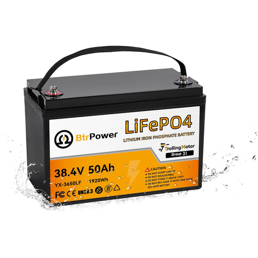 36V 50Ah Trolling Motors Lithium LiFePO4 Battery, Built-in 50A BMS, 1.2C Discharge 60A Current,Deep Cycle Group31 Lithium Iron Phosphate Battery, Perfect for Trolling Motor,RV, Boat, Marine, Solar