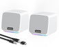 Uakinat Computer Speakers for Desktop PC, USB Powered 3.5mm Aux Speaker for PC, Laptop, Tablet, Phone, Plug and Play with Volume Control, White