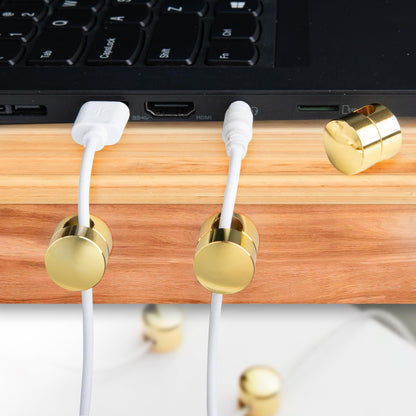 SmallCat 3 Sets Charger Holders for Cords, Gold Metal Cord Holder for Desk