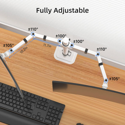 Suptek Dual Monitor Desk Mount, Adjustable Dual Monitor Arm for 2 Monitor Screens up to 43 inch, 15.75" Pole Monitor Stand for Desk, Holds up to 22 lbs,White(MD9442LW)
