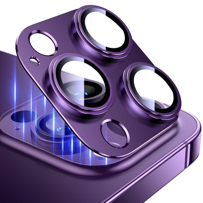 Esanik 2023 Upgrade 2 Pack for iPhone 14 Pro/iPhone 14 Pro Max Camera Lens Protector, Aluminum Alloy Metal matte Case Tempered Glass Camera Screen Cover, Scratch Resistant Case Friendly (Purple)
