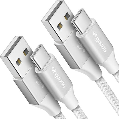 etguuds 4ft USB A to USB C Cable 3A Fast Charging, 2-Pack USB A to USB Type C Charger Cord for iPhone 16 15 Pro/Pro Max/Plus, for Samsung Galaxy S24 S23 S22 S21 S20 S10 A55 A54 Flip Note, Moto, White