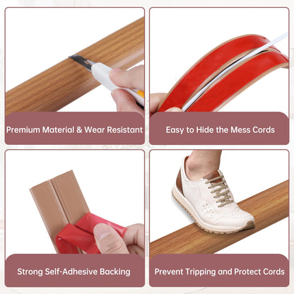 LSGCQ Floor Cord Cover Self Adhesive Cord Hider Floor Cable Management