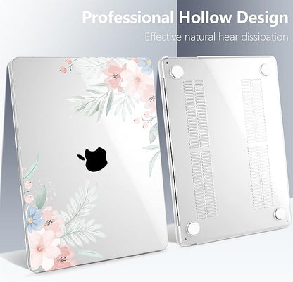 Batianda Premium Case for New MacBook Air 15 inch 2025 M4 2024 2023 with M3 M2 Chip Model A3114 A2941, Designed Protective Plastic Hardshell & Keyboard Cover & Screen Protector, Watercolor Floral