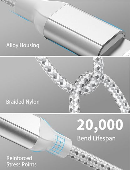 3ft USB C to Lightning Cable 2Pack,[Apple MFi Certified] Power Delivery USB C iPhone Charger Fast Charging, 3 foot Nylon Braided Type C to Lightning Cord for iPhone 14 13 12 11 Pro Max XR XS 8 SE iPad