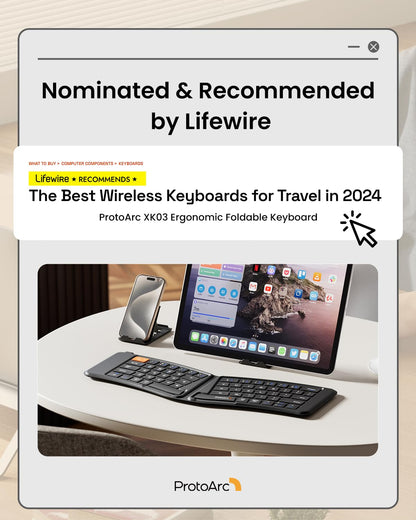 ProtoArc XK03 Ergonomic Foldable Keyboard for iPad, iPhone, Tablet, Laptop