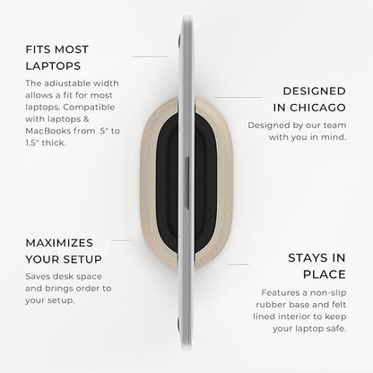 HumanCentric Vertical Laptop Stand in Maple Wood, Upright Adjustable Holder and Dock, Laptop Vertical Stand Fits MacBook Pro and Other Laptops .5" to 1.5", Clamshell Compatible