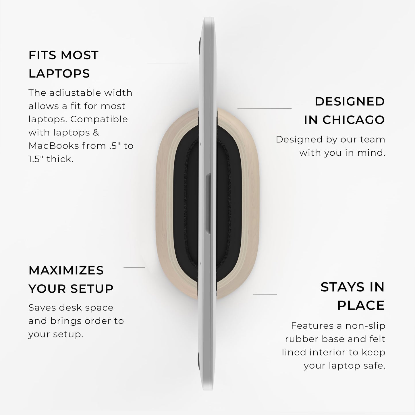 HumanCentric Vertical Laptop Stand in Maple Wood, Adjustable