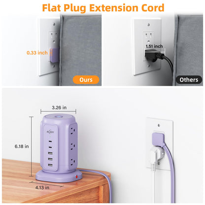 AiJoy Power Strip Tower with 9 AC Outlets and 5 USB Ports Charging Station