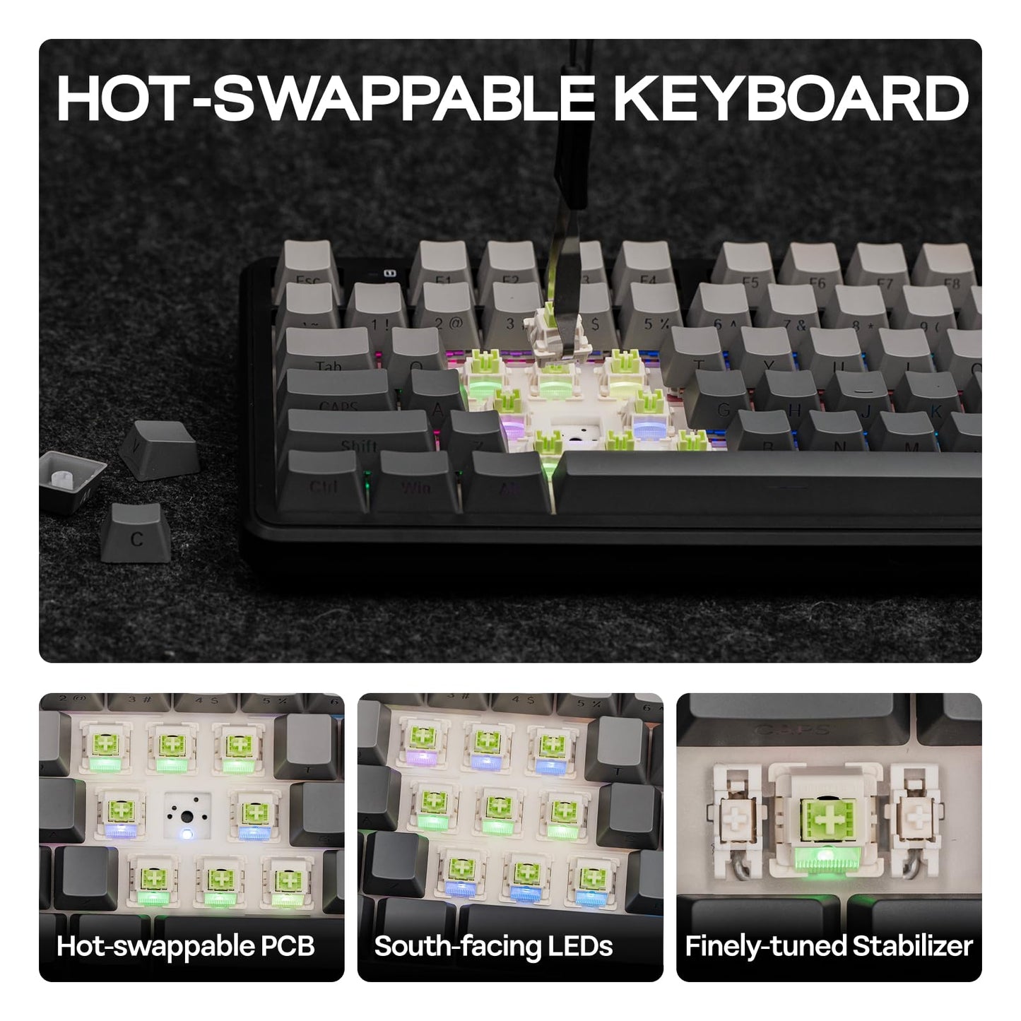 EPOMAKER X Aula F108 PRO Wireless Gaming Keyboard with Screen, 8000mAh Battery, 104 Hot-Swappable and Programmable Keys and Knob, RGB Backlight, for Mac/PC/Android (Black Gradient)