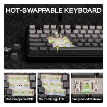 EPOMAKER X Aula F108 PRO Wireless Gaming Keyboard with Screen, 8000mAh Battery, 104 Hot-Swappable and Programmable Keys and Knob, RGB Backlight, for Mac/PC/Android (Black Gradient)