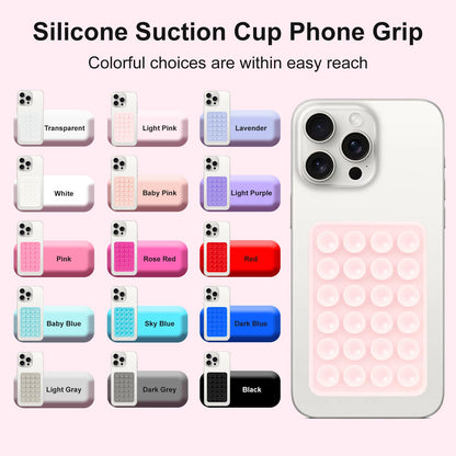 Giumel 2PCS Silicone Suction Phone Case Mount,Non Slip Suction Cup, Hands-Free Phone Accessories Holder for Selfies and Videos,Silicone Adhesive Stand Sticky for Cell Phone Transparent