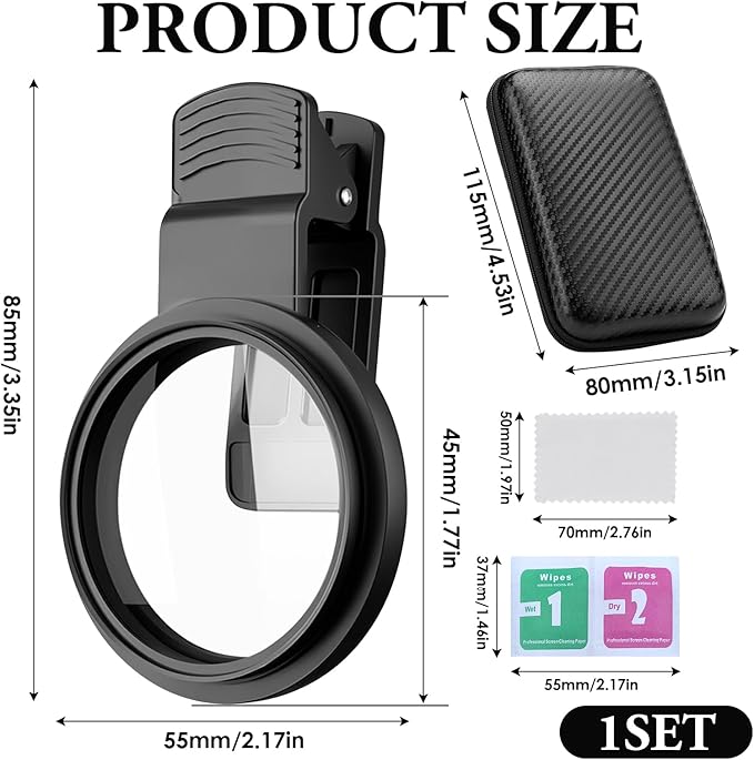 Clip - on Phone Polarizer Lens, Anti - Glare Polarizing Filter for Smartphone Cameras, Universal Clip Design with Cleaning Kit, Enhance Color & Reduce Reflections for Outdoor/Glass Photography
