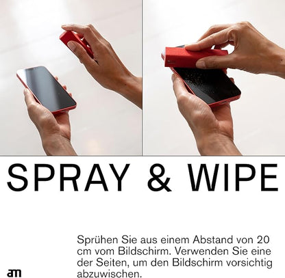 am Screen Cleaner Mist Spray with Microfiber Cloth Around – Alcohol-Free, Streak-Free Screen Cleaning Kit for Smartphones, Tablets, Laptops, Smart TVs & Car Screens, 1 Pack, Pink
