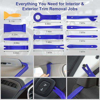 Trim Removal Tool Kit 250Pcs Car Removal Tool Kit Pry Tool Set Auto Clip Pliers Panel Door Radio Dash Window Bumper Adhesive Cable Clips Retainer Clip Set Terminal Removal Tool Set Fastener Remover
