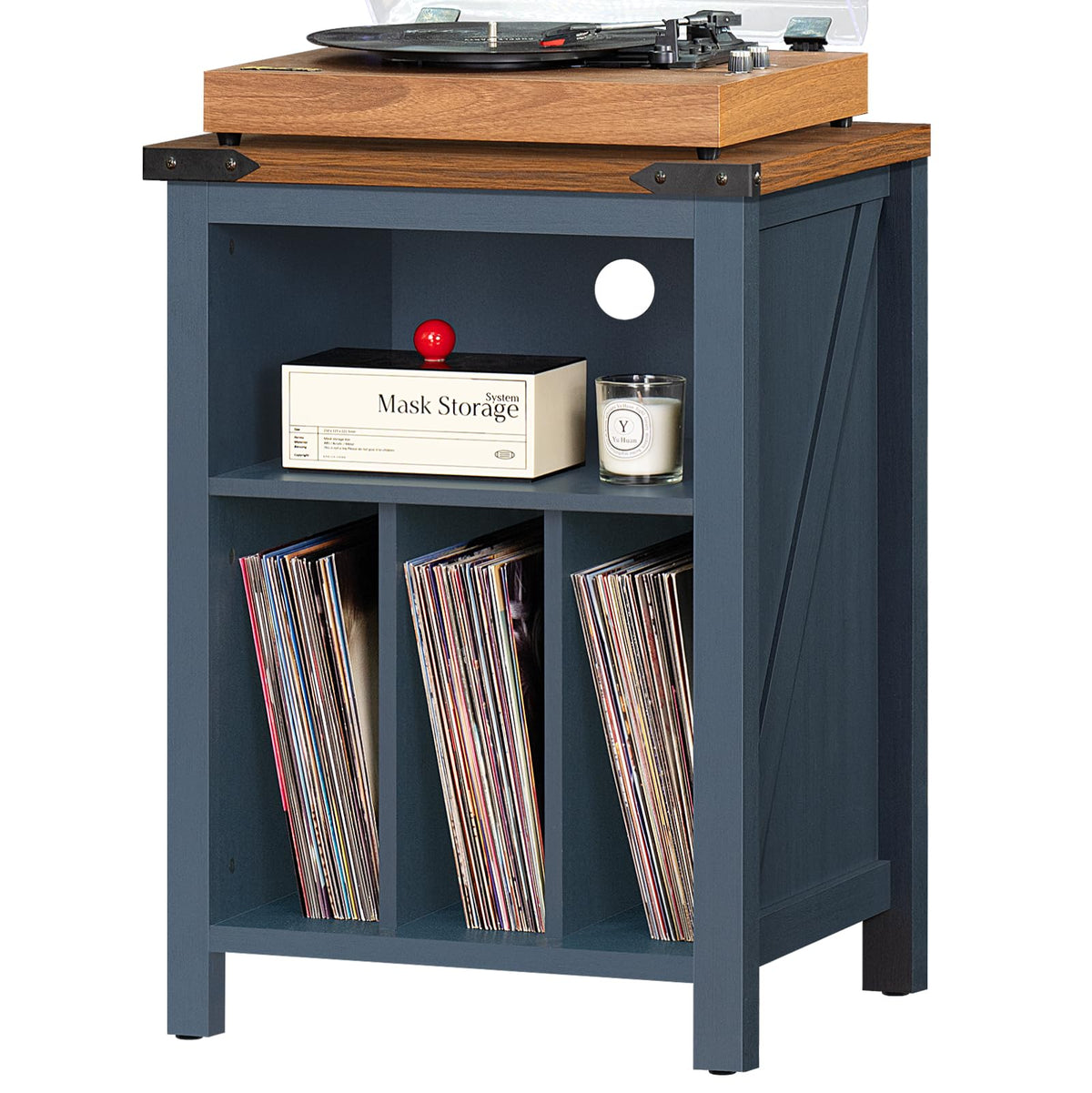 Joaxswe Record Player Stand with Vinyl Record Storage,Black