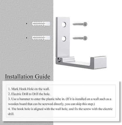 OHIYO Folding Wall Hooks 2PCS Foldable Hooks Bearing Load 33lb/15kg Wall Mounted Heavy Duty No Rust Aluminum Alloy Folding Coat Hooks for Hanging Coat & Bags & Hat & Backpack (Silver)