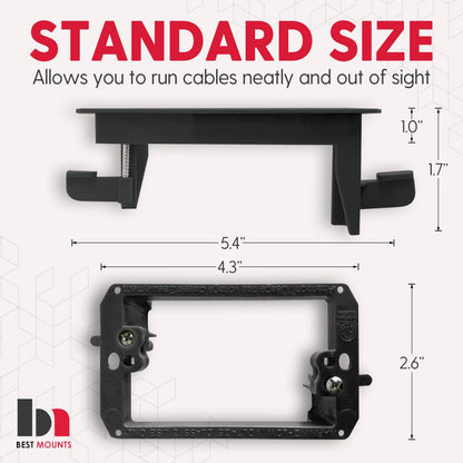 1 Pack Wall Plate Cable Pass Through with Bracket - In Wall Cable Management Kit - Recessed Cable Wall Plate Pair with Single Gang Low Voltage Mounting Bracket - Decorator Cover for Low Voltage Cables