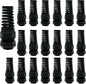 LeMotech 20Pcs NPT 1/2" IP68 Waterproof Cable Gland Flex Spiral Strain Relief Black Nylon Joint with Gaskets for 6-12mm Wire Thread