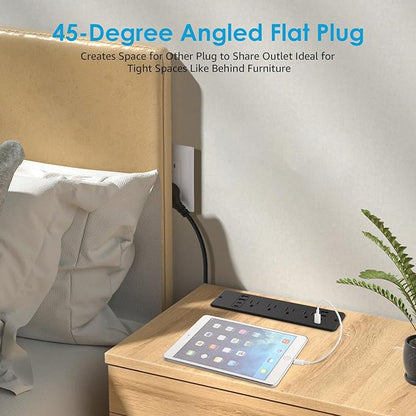 HHSOET 8 Outlet Recessed Power Strip, 30W Fast Charging Furniture Power Outlet USB C, Flush Mount Surge Protection Socket with 4 USB-A and 4 USB-C, 10ft Power Cord. (Black)