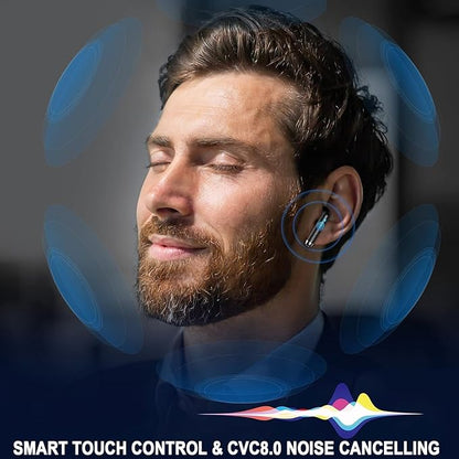Wireless Bluetooth 5.4 Earbuds, Ear Buds LED Power Display Headphones 6D Stereo, Bluetooth Earbuds in-Ear Noise Cancelling Mic, 40H Playback Mini Case IP7 Waterproof Sports Earphones for Android iOS