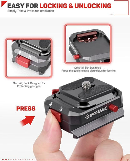 IFOOTAGE Q38-RSMINI Quick Plate, Tripod Quick Release System, Camera Screw Tripod Mount Plate, Easy to Lock for Tripods, Stabilizers, DSLR, Sliders, Lightweight and Compact for Photographers
