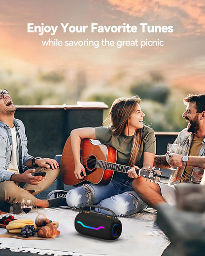 PUREMIC Portable Bluetooth Speaker with Light, Waterproof Karaoke Machine for Adults & Kids, Loud Sound and Deep Bass, Up to 8H Playtime, Support Bluetooth/AUX/USB for Home, Party, Outdoor and Travel