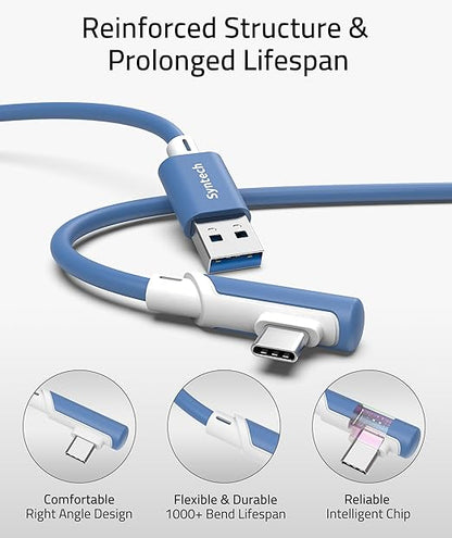 Syntech Link Cable 16 FT Compatible with Meta Quest 3S/Oculus Quest 3, Quest2/Pro/Pico4 Accessories and PC/SteamVR, High Speed PC Data Transfer, USB 3.0 to USB C Cable for VR Headset, Elemental Blue