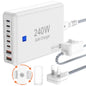 USB C Charger Block 240W, 8-Port Charging Station for iPhone/Ipad/MacBook, 6C2A PD GaN Charger Box, USB Tower Hub with Flat Plug, Travel Essentials