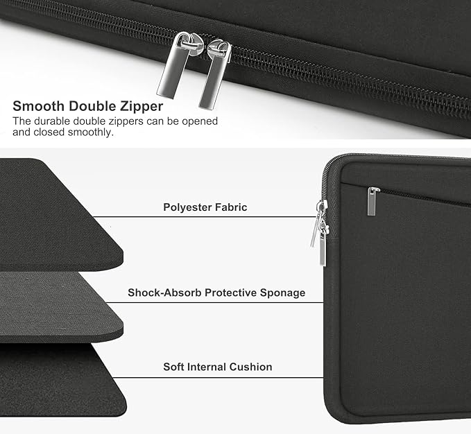 15.6 inch Laptop Case, Durable Computer Carrying Bag Protective Case Briefcase Handbag with Front Pocket, Laptop Sleeve Cover for 15.6 Inch HP, Dell, Lenovo, Asus, Notebook, Grey