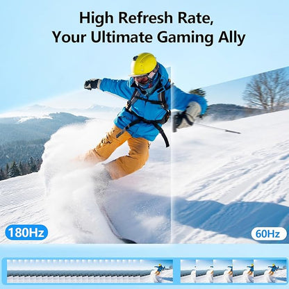 24” 2.5K 2560 * 1440 Portable Monitor 180Hz 120% sRGB USB-C HDMI Large Gaming Second Extender Display Monitor Adjustment Stand for MacBook Laptop,Camera,Desktop,PS5/4, Xbox, Switch,Phone