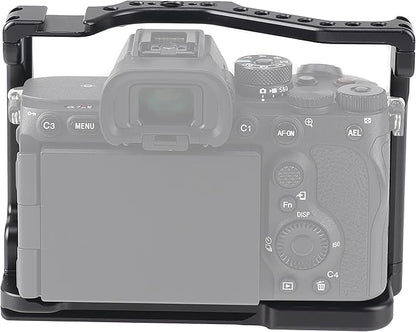 A7R V Cage, Hersmay Aluminium Full Camera Cage for Sony A7R V Mirrorless Camera Cage Support Accessories Kit Vlog Video Shooting Filmmaking Rig Stabilizer with 1/4" and 3/8" Arri Locating Hole