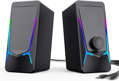 ROSON Computer Speakers, Gaming PC Speakers with Enhanced Bass and Volume Control, Stereo 2.0 USB Powered 3.5mm Aux Multimedia Speakers for Laptop/Desktop/Tablets/Phone