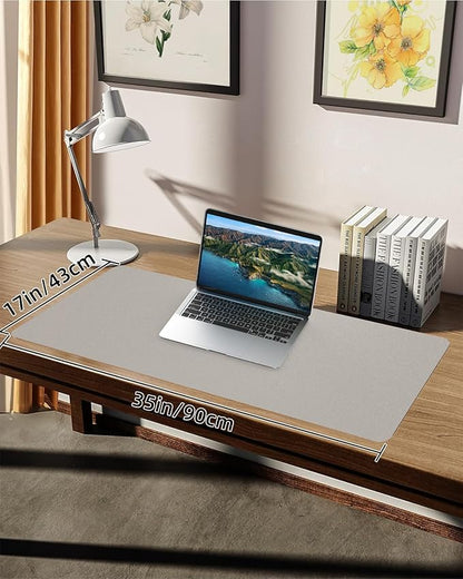 Leather Desk Pad Protector,Large Mouse pad,Office Desk mat,Laptop Mat for Desk, Non-Slip PU Leather Desk Blotter,Waterproof Desk Writing Pad for Office/Home(35"x17",Light Grey)