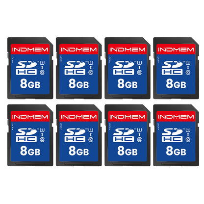 INDMEM SD Card 8GB, 8 Packs Class 10 8GB Flash Memory Card MLC Standard Secure Digital Cards Camera Card