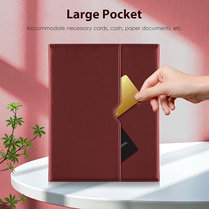 DTTO for iPad 11th (A16)/ 10th Generation Case with Keyboard (2025/2022), 7 Colors Backlit Wireless Detachable Keyboard Leather Folio Cover with Pencil Holder & Pocket, Burgundy Red
