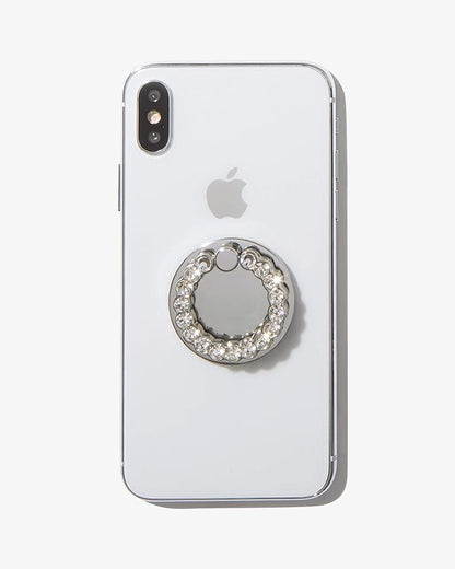 Sonix Embellished Crystal Rhinestone Phone Ring (Silver, Clear)