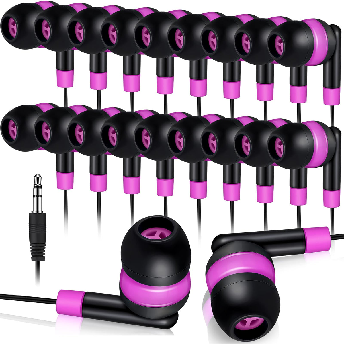 Kanayu 100 Pack Wired Earbuds Bulk for Classroom, No Mic 3.5mm, Yellow