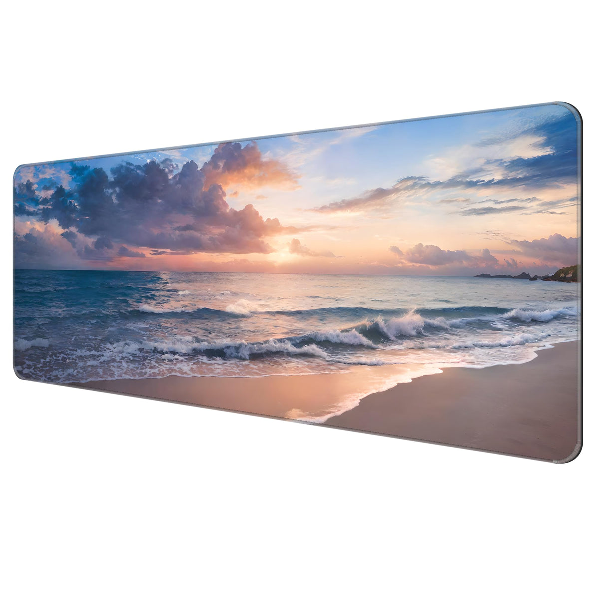 Dynippy Large Thin Mouse Pad with Stitched Edges, Black White Marble