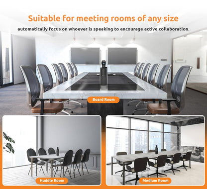 TOUCAN 360-Degree Video Conference Camera, 1080p HD Webcam with 4 Noise Reduction Mics, Speaker, AI Tracking, Works with Zoom, Google Voice, Microsoft Teams and More, for PC/Mac/Tablet