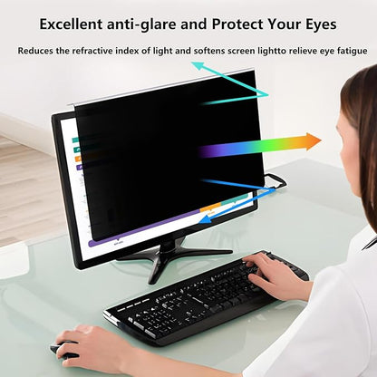 [2 Pack Computer Privacy Screen Shield Compatible for 23.6/23.8/24 Inch 16:9 Widescreen Desktop Monitor - Anti Glare & Blue Light Filter - Hanging Design for Easy On/Off