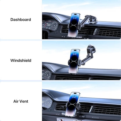 Miracase Phone Holders for Your Car, [Thick Case & Heavy Phone Friendly] Universal Cell Phone Car Mount, 3-in-1 Phone Mount for Car Dashboard Windshield Air Vent Fit for All Smartphones
