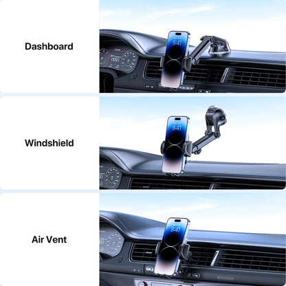 Miracase Phone Holders for Your Car, [Thick Case & Heavy Phone Friendly] Universal Cell Phone Car Mount, 3-in-1 Phone Mount for Car Dashboard Windshield Air Vent Fit for All Smartphones