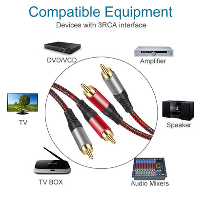 Tiierzon RCA Cable 6Ft,2Rca Male to 2-RCA Male Audio Stereo Subwoofer Cable [Hi-Fi Sound] Nylon-Braided Auxiliary Audio Cord for Home Theater, HDTV, Amplifiers, Hi-Fi Systems,Speakers and etc (6Ft)